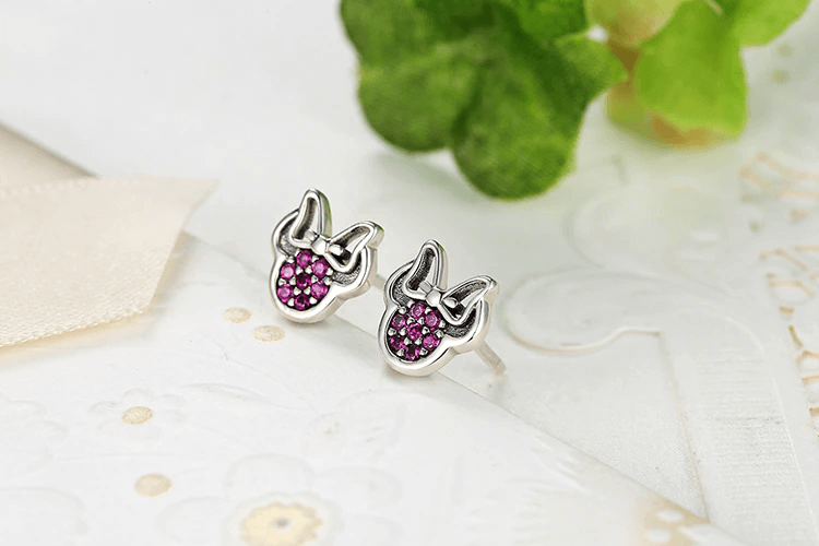 Women's Mickey Stud Earrings Mouse Shape Plated Crystal Fashion Jewelry  Earring For Women Party Gifts